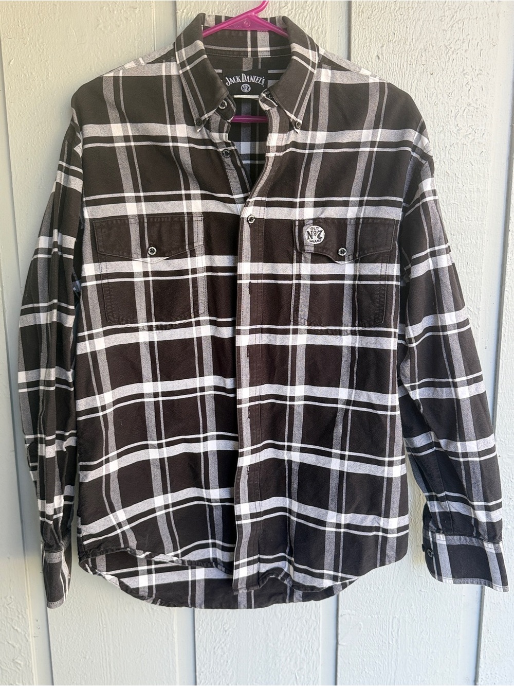 Jack Daniels Black & White Plaid Men's‎ Button-Down Shirt size Medium